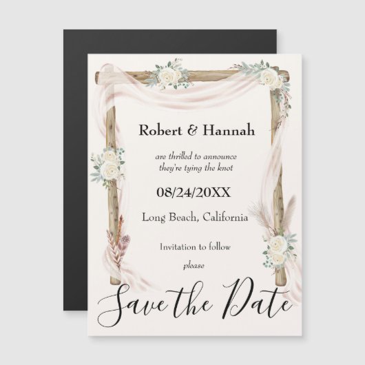 Boho Floral Wedding Arch Save the Date Magnet (Vorne/Hinten)