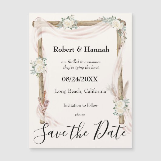 Boho Floral Wedding Arch Save the Date Magnet (Vorderseite)