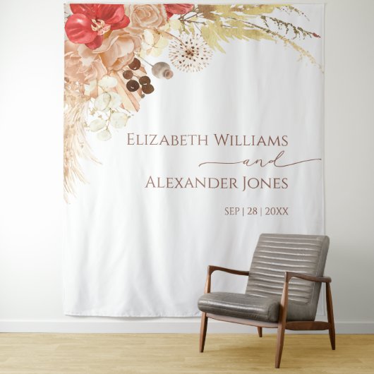 Boho Floral Wedding Backdrop | Terracotta Wandteppich (Beispiel)