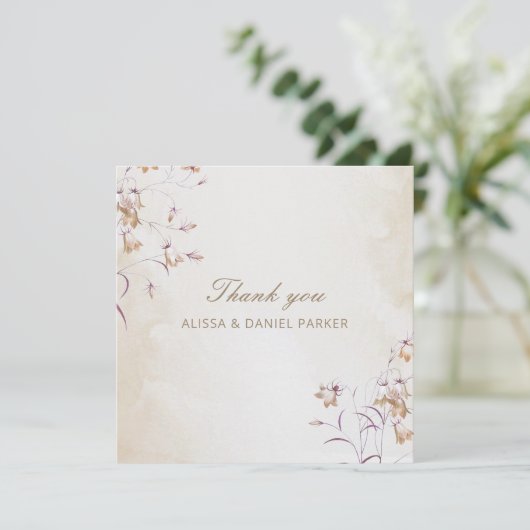 Boho Floral Wedding Danke-Card (Stehend Vorderseite)