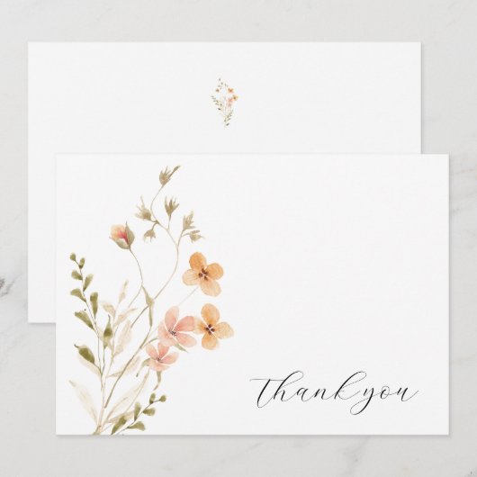 Boho Floral Wedding Danke-Card Dankeskarte (Vorne/Hinten)