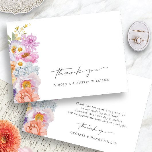 Boho Floral Wedding Danke-Card Dankeskarte