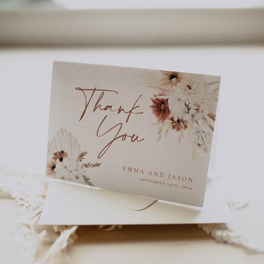 Boho Floral Wedding Danke-Card Dankeskarte