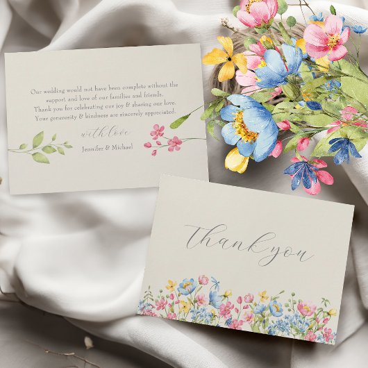 Boho Floral Wedding Danke-Card Dankeskarte