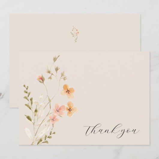 Boho Floral Wedding Danke-Card Dankeskarte (Vorne/Hinten)