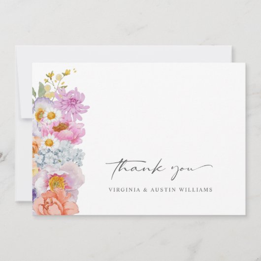 Boho Floral Wedding Danke-Card Dankeskarte (Vorderseite)