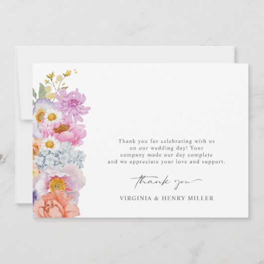 Boho Floral Wedding Danke-Card Dankeskarte (Rückseite)