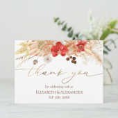 Boho Floral Wedding Danke-Card | Terracotta Einladung (Stehend Vorderseite)