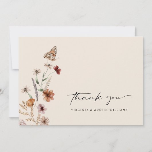 Boho Floral Wedding Dankeskarte (Vorderseite)