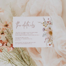 Boho Floral Wedding Details Card