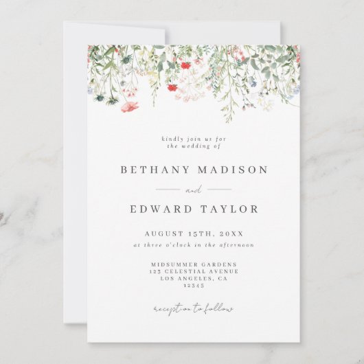 Boho Floral Wedding Einladung (Vorderseite)