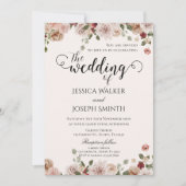 Boho Floral Wedding Einladung (Vorderseite)