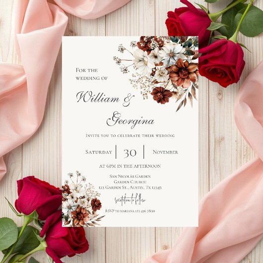 Boho floral wedding einladung