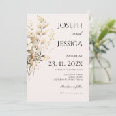 Boho Floral Wedding Einladung (Stehend Vorderseite)