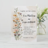 Boho Floral Wedding Einladung (Stehend Vorderseite)