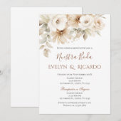 Boho Floral Wedding Einladung in Spanisch (Vorne/Hinten)