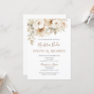 Boho Floral Wedding Einladung in Spanisch