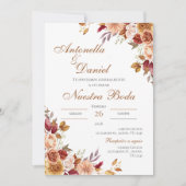 Boho Floral Wedding Einladung in Spanisch (Vorderseite)