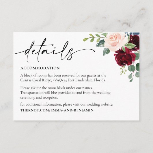 Boho Floral Wedding Enclosure Card Begleitkarte (Vorderseite)