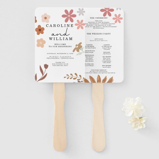 Boho Floral Wedding Fächer (Vorne und Hinten)