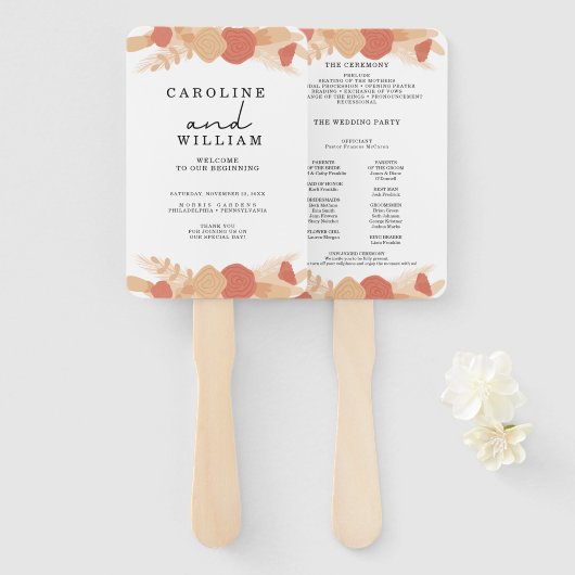 Boho Floral Wedding Fächer (Vorne und Hinten)