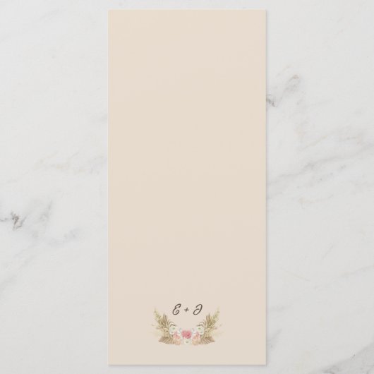 Boho Floral Wedding Flat Menu Menükarte (Rückseite)