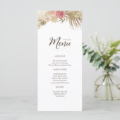 Boho Floral Wedding Flat Menu Menükarte (Stehend Vorderseite)