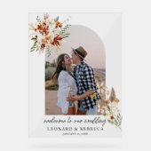 Boho Floral Wedding Foto Acrylic Sign Acrylschild (Vorderseite)
