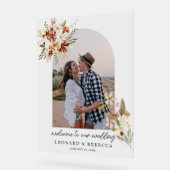 Boho Floral Wedding Foto Acrylic Sign Acrylschild (Winkel)