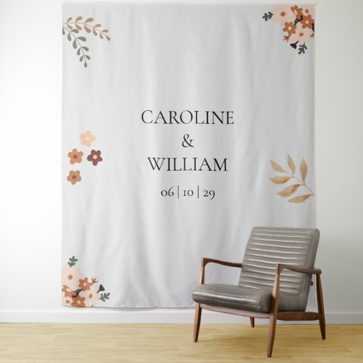 Boho Floral Wedding Foto Booth Backdropps Wandteppich (Beispiel)