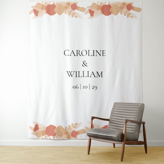 Boho Floral Wedding Foto Booth Backdropps Wandteppich (Beispiel)