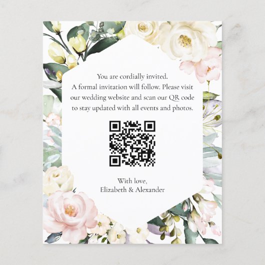 Boho Floral Wedding Foto QR-Code Speichern Sie die (Rückseite)