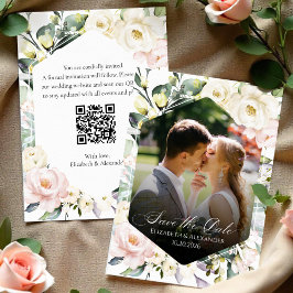 Boho Floral Wedding Foto QR-Code Speichern Sie die Einladung