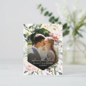 Boho Floral Wedding Foto QR-Code Speichern Sie die Postkarte (Stehend Vorderseite)