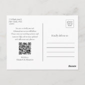 Boho Floral Wedding Foto QR-Code Speichern Sie die Postkarte (Rückseite)