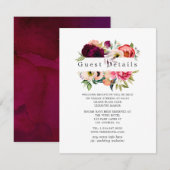 Boho Floral Wedding Guest Details Begleitkarte (Vorne/Hinten)