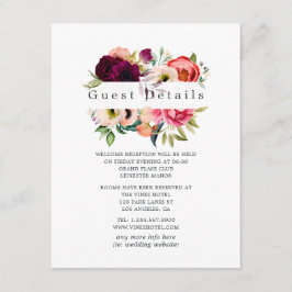 Boho Floral Wedding Guest Details Begleitkarte
