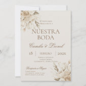 Boho Floral Wedding in Spanish Einladung (Vorderseite)