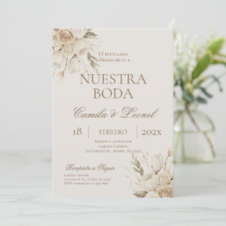 Boho Floral Wedding in Spanish Einladung