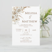 Boho Floral Wedding Invitation Einladung (Stehend Vorderseite)