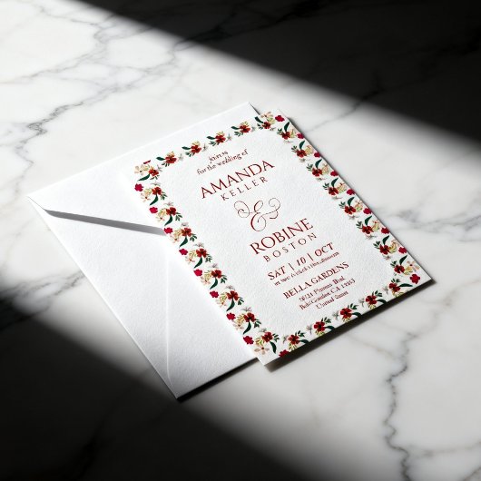 Boho Floral Wedding Invitation Einladung