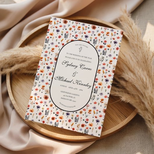 Boho Floral Wedding Invitation Karte