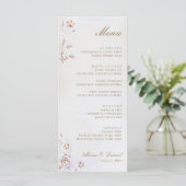 Boho Floral Wedding Menu Card Menükarte (Stehend Vorderseite)