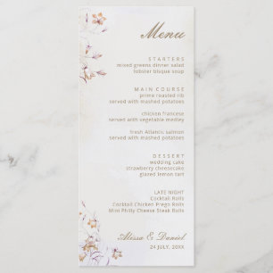 Boho Floral Wedding Menu Card Menükarte