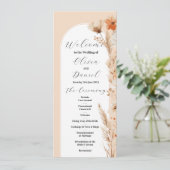 Boho Floral Wedding Menu Zeremonie Details Programm (Stehend Vorderseite)