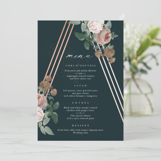 Boho Floral Wedding Menükarte (Stehend Vorderseite)