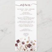 Boho Floral Wedding Menükarte (Vorderseite)
