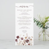 Boho Floral Wedding Menükarte (Stehend Vorderseite)