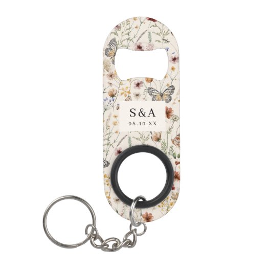 Boho Floral Wedding Mini Flaschenöffner (Vorderseite)