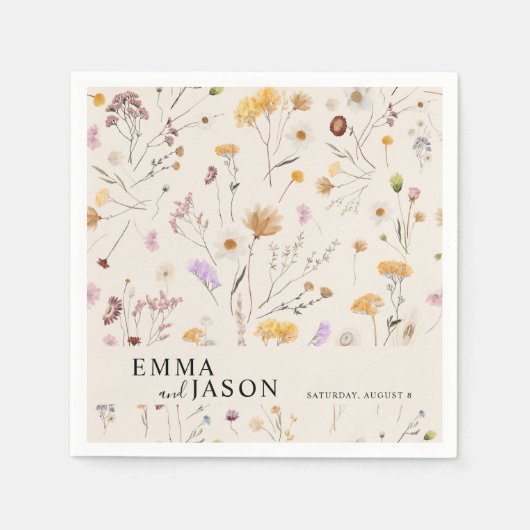 Boho Floral Wedding Napkins Serviette (Vorderseite)